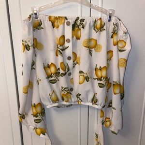 Off the shoulder lemon blouse